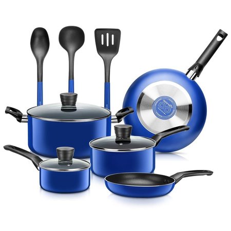Serenelife Kitchenware Pots & Pans Set – Basic Kitchen Cookware, Black Non-Stick Coating Inside, Heat Resistant SLCW11GLD